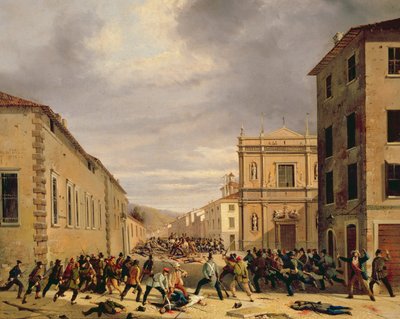 The Battle of 21st March 1849 in the Piazzetta Santa Barnaba in Brescia by Faustino Joli